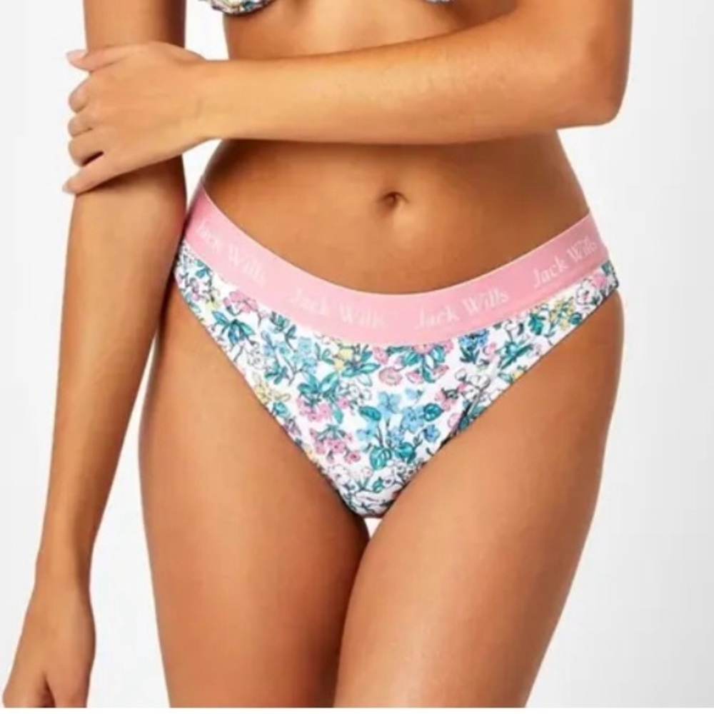 Jack Wills NWT White Pink Floral Canterton Swim Bikini Bottom